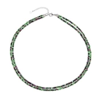 Kette Zoisit mit Rubin – Dynamik & Regeneration (zweireihig, facettiert, 2x3mm Buttons)